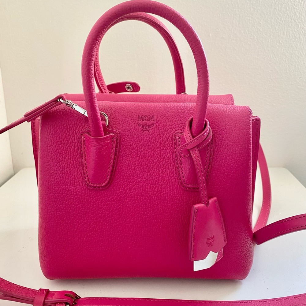 MCM mini milla tote satchel- hot pink leather